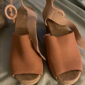 Toms Pink Wedge Shoes with Slingback Design